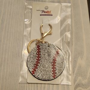 Pastels Sparkling Red and Silver Keychain